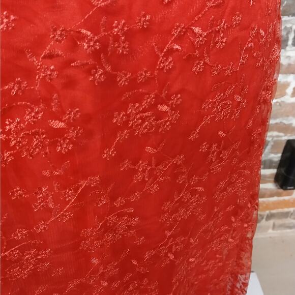 Womens Mother of the Bride Red Lace Evening Dress Medium Beaded Formal Gown - Picture 8 of 12